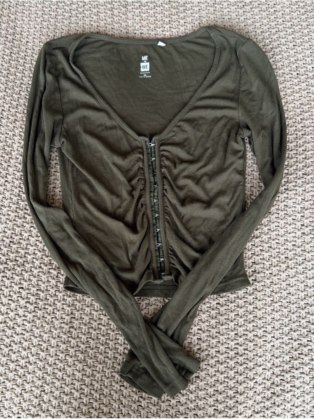 Pacsun Olive Green Front Close Top